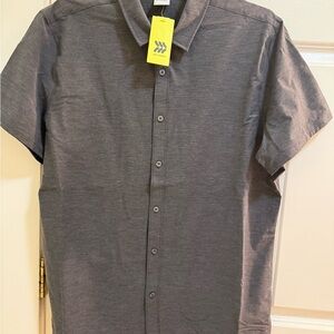 Mens all in motion button down quick dry short sleeve shirt - black